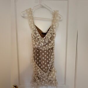 Majorelle bandit white polka dot dress